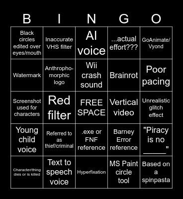 BAD HORROR B-B-BINGO Card