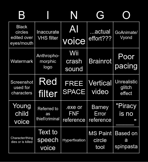 BAD HORROR B-B-BINGO Card