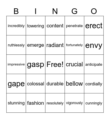 Ancients Vocabulary Bingo Card