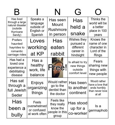 TEAM BUILDING BINGO Card