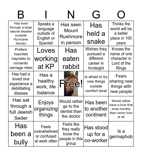 TEAM BUILDING BINGO Card