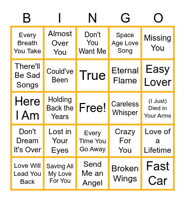 MUSIC BINGO at the Ann Arbor Eagles! Bingo Card
