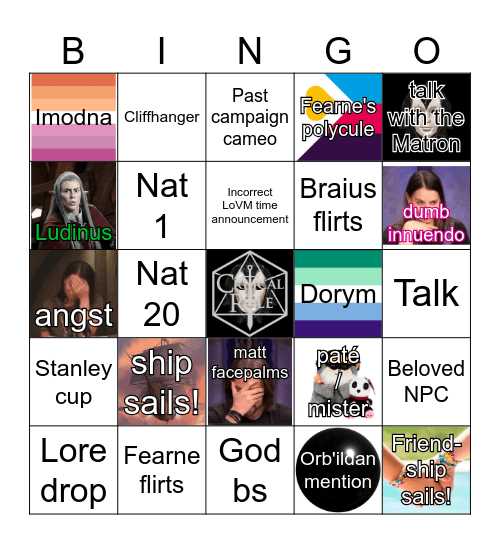 Matron? Sorry. Matron? Sorry (part 2) Bingo Card