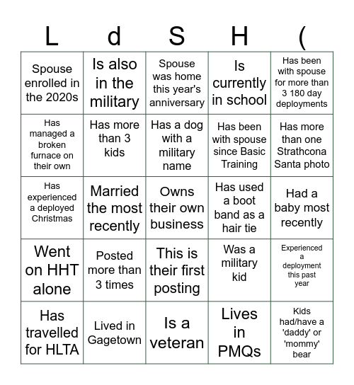 Strathcona Spouses Bingo Card