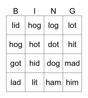 c-i bingo (2) Bingo Card