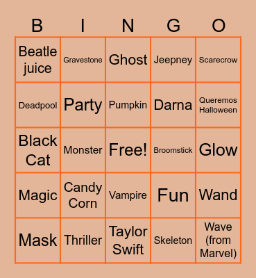 HALLOWEEN Bingo Card