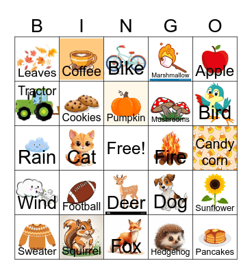 Fall Bingo Card