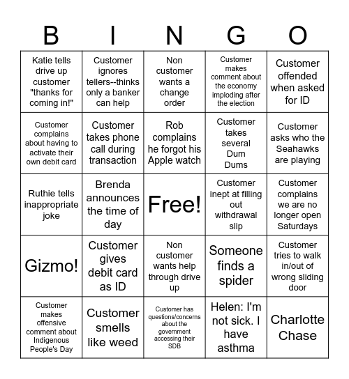 Bingo #8 Bingo Card