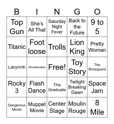 Famous Movie Songs Bingo Card