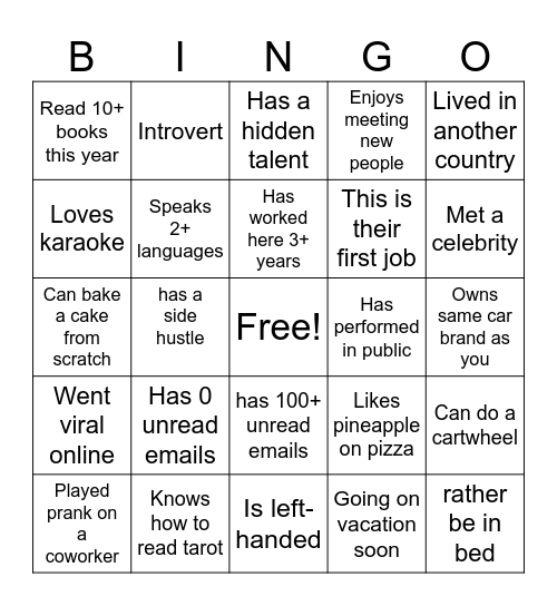 CFJ Bingo Card