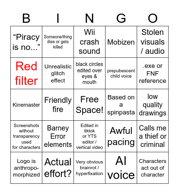 BAD HORROR BINGO Card