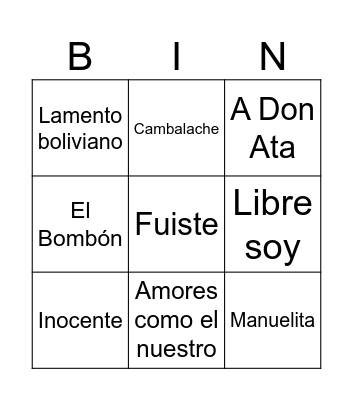 Bingo musical Bingo Card