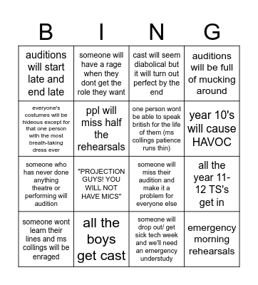 p&p predictions Bingo Card