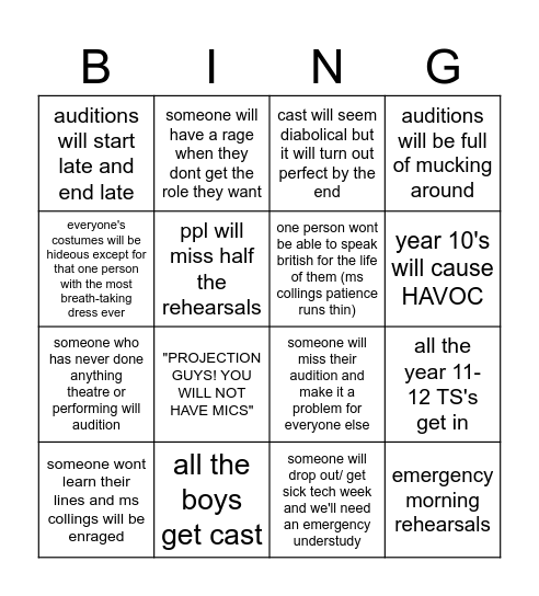 p&p predictions Bingo Card