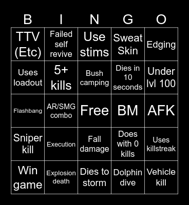 Warzone 2.0 bingo (Credits to: Big Puffer) Bingo Card