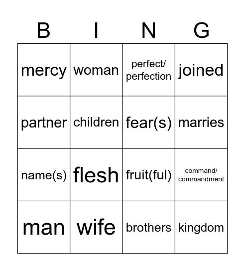 27th Sunday in OT year B Bingo Card