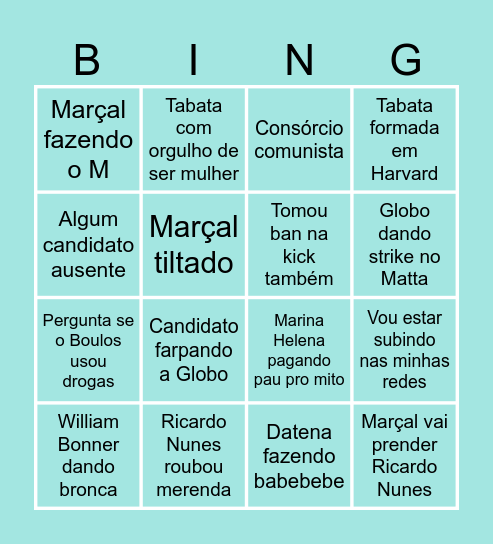 BINGO DA GLOBO Bingo Card