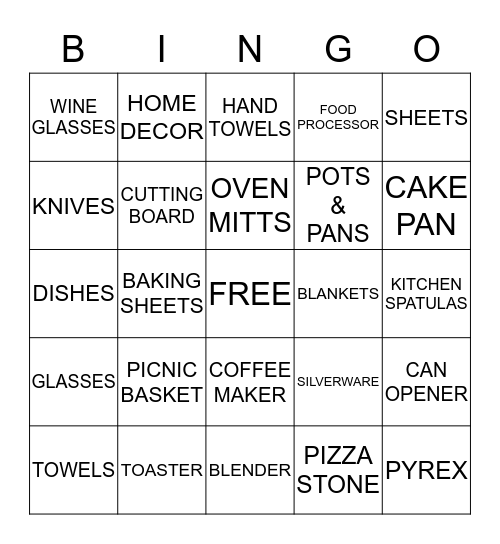 Shelby & Greg Wedding Shower Bingo Card