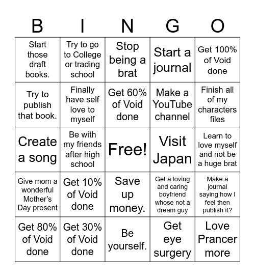 Get Done Before Graduation Bingo Card