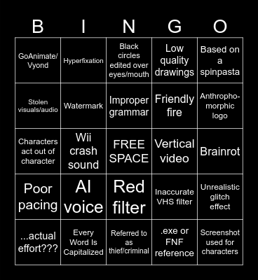 BAD HORROR B-B-BINGO [update] Bingo Card
