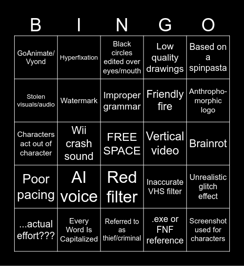 BAD HORROR B-B-BINGO [update] Bingo Card