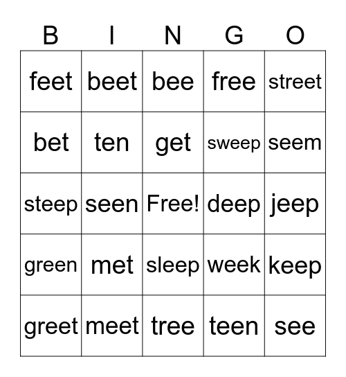 ee bingo Card