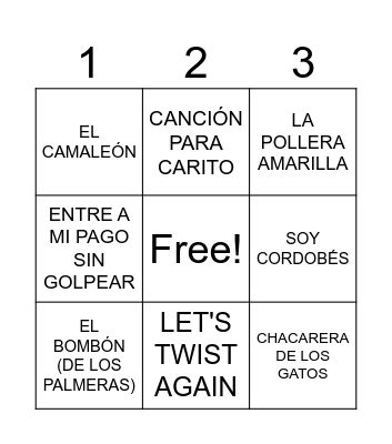 BINGO MUSICAL Bingo Card