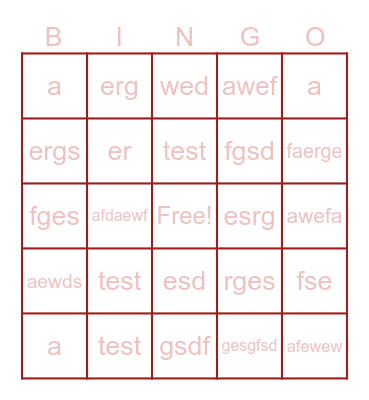 test Bingo Card