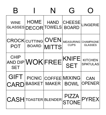 Shelby & Greg Wedding Shower Bingo Card