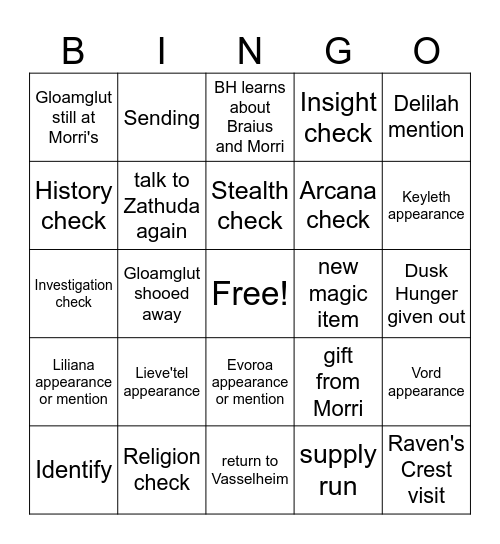 Happy Legend of Vox Machina Season 3 Day! [Critical Role 3.109] Bingo Card