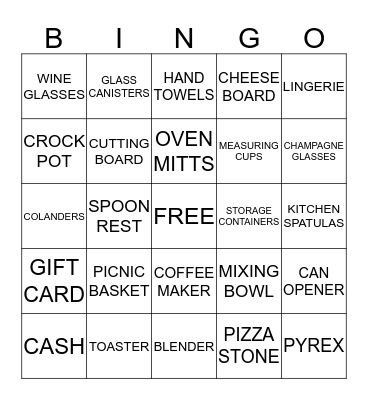 Shelby & Greg Wedding Shower Bingo Card