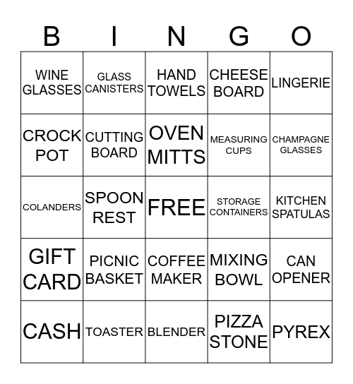 Shelby & Greg Wedding Shower Bingo Card