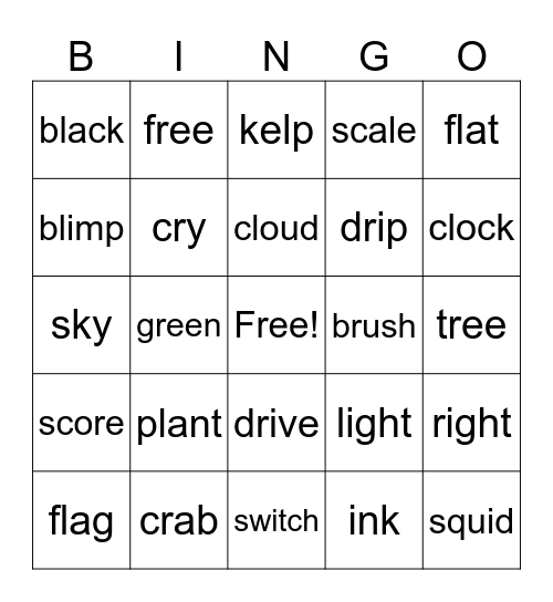 upper inter bingo Card