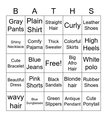 What am I wearing? Bingo Card