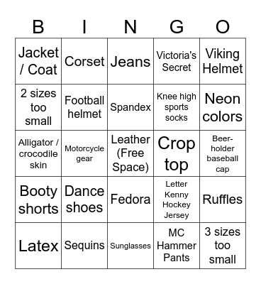 Lakeshow Fashion Show Bingo Card