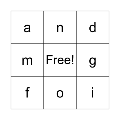 Letter Names and Sounds Bingo Card