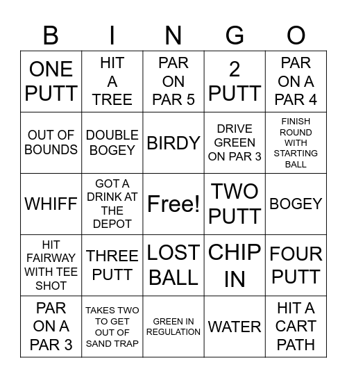 GOLF BINGO Card