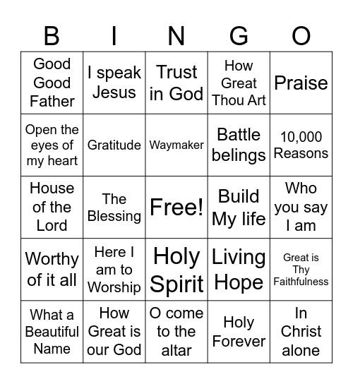 Beats BINGO Worship Bingo Card