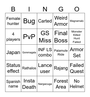 MH Bingo Card