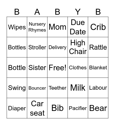 Consuela Royal Baby Shower Bingo Card
