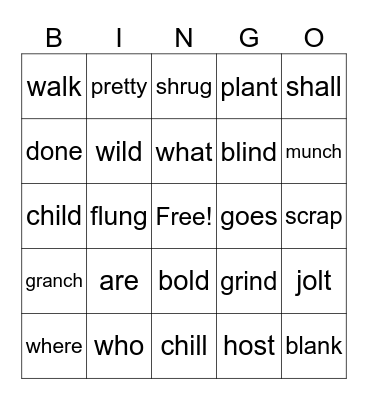Fundations Unit 3 Bingo Card