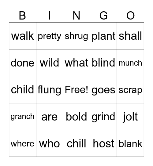 Fundations Unit 3 Bingo Card