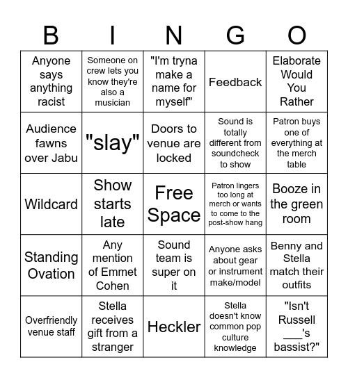 SEE Bingo Card