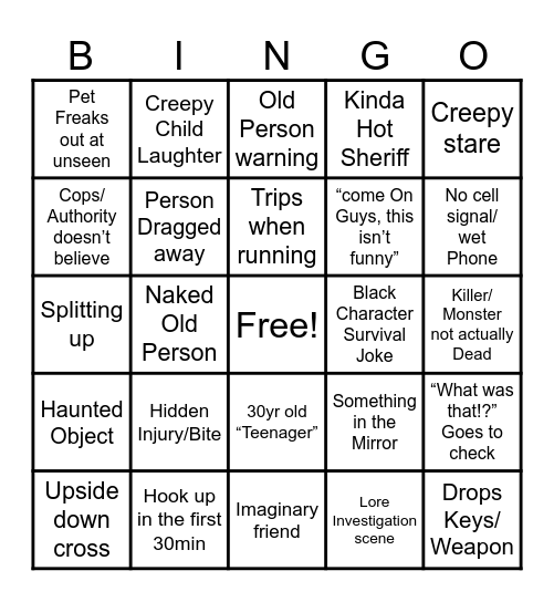 Scary Movie Bingo 👻😈 Bingo Card