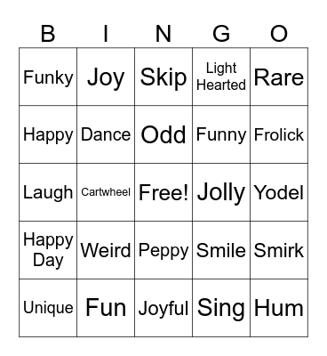 Get Funky Day Bingo Card