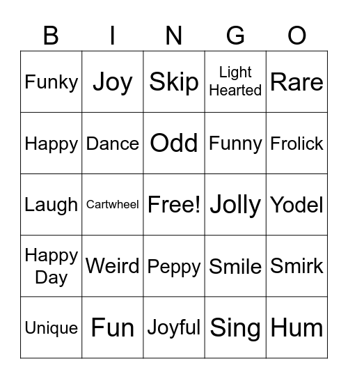 Get Funky Day Bingo Card