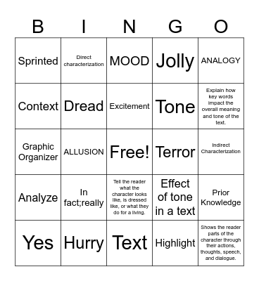 RI.9-10.4 TONE AND MOOD OF A TEXT Bingo Card