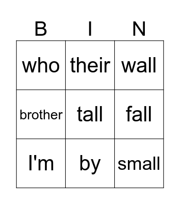 List 5 Bingo Card