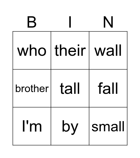 List 5 Bingo Card