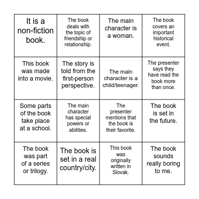 Book bingo Card